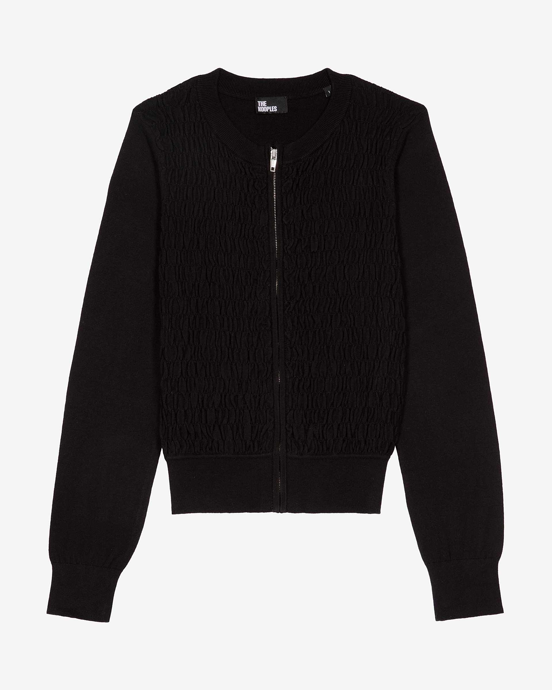 Black zipped cotton cardigan