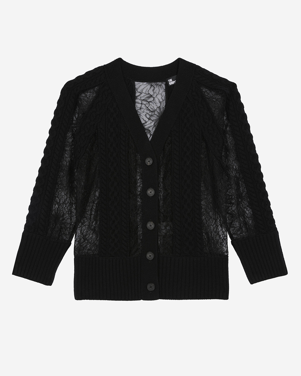 Black wool and lace cardigan
