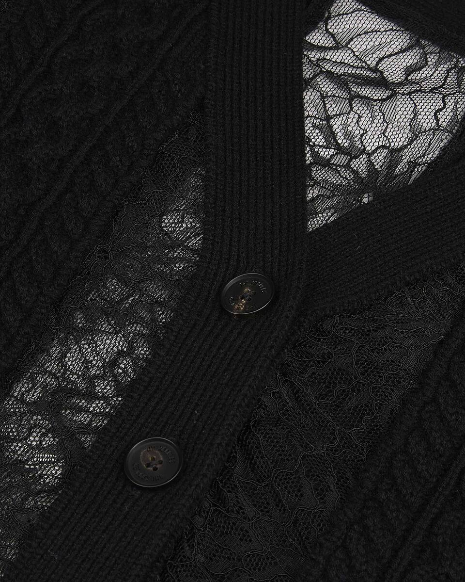 Black wool and lace cardigan