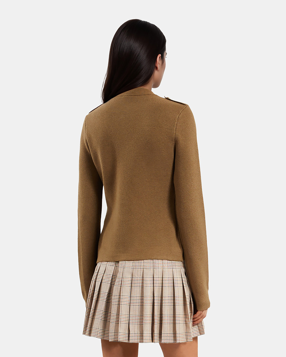 Khaki officer-style wool cardigan