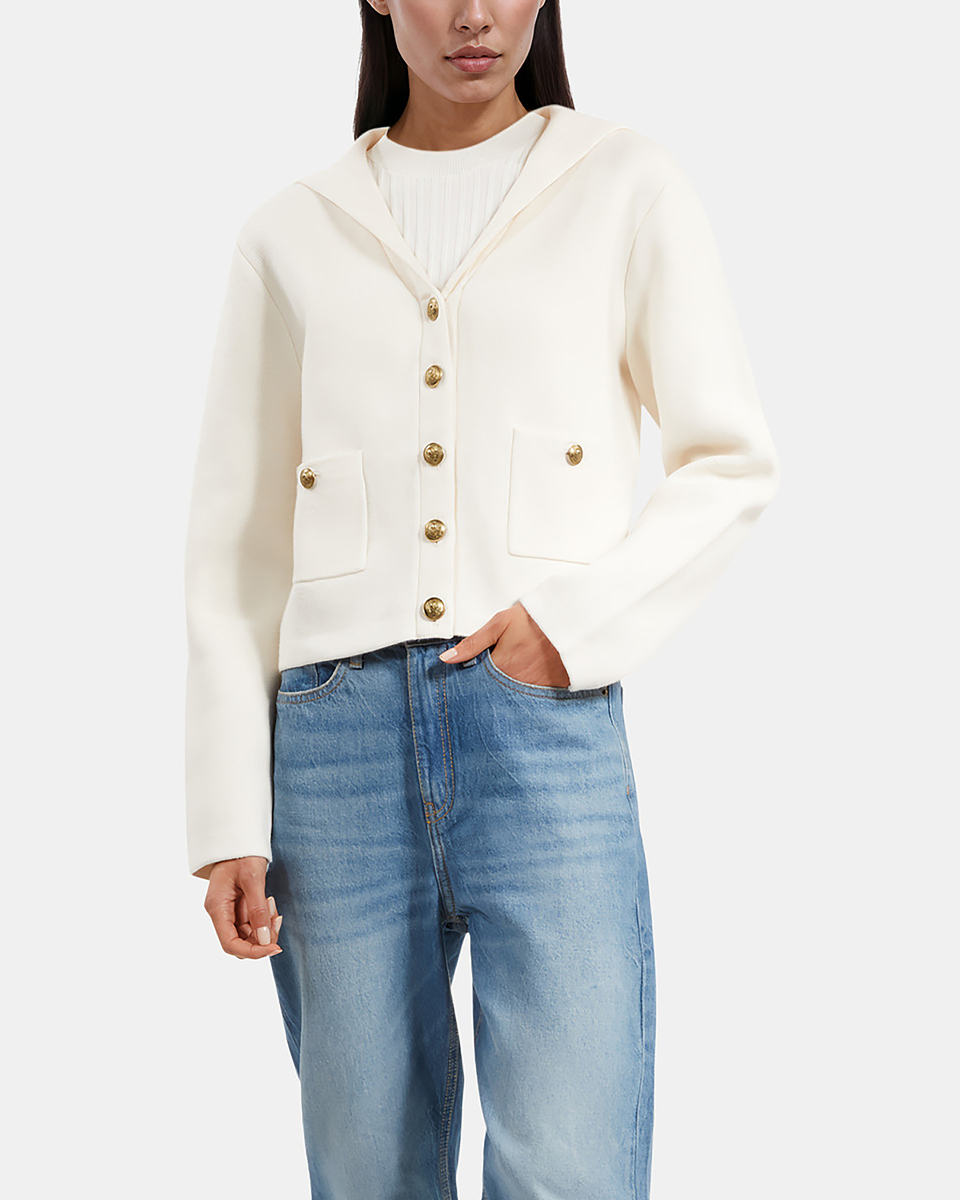 Ecru cotton and wool cardigan
