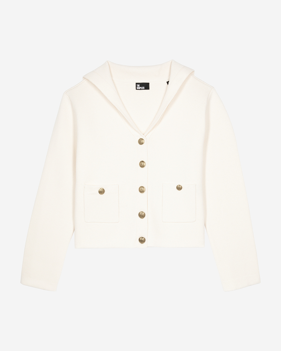 Ecru cotton and wool cardigan