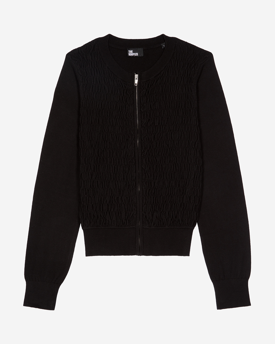 Black zipped cotton cardigan