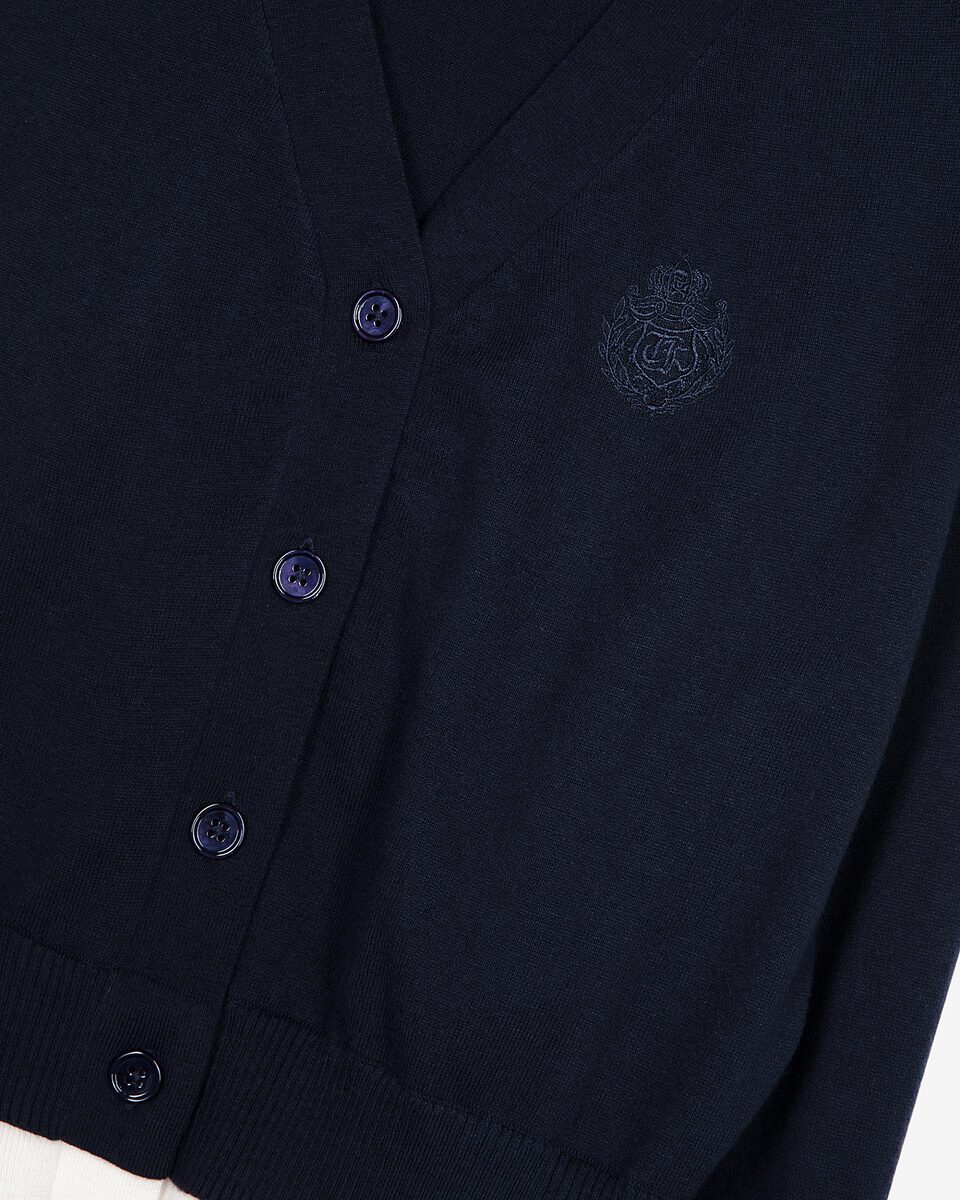 Navy blue and ecru cotton cardigan