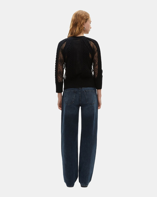 Black wool and lace cardigan