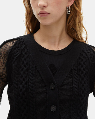 Black wool and lace cardigan