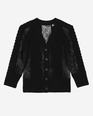 Black wool and lace cardigan