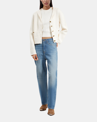 Ecru cotton and wool cardigan