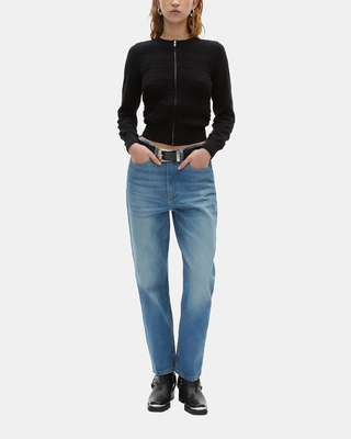 Black zipped cotton cardigan