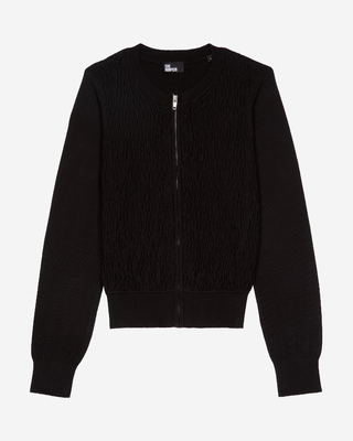 Black zipped cotton cardigan