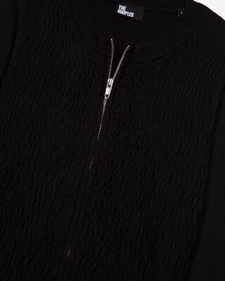 Black zipped cotton cardigan
