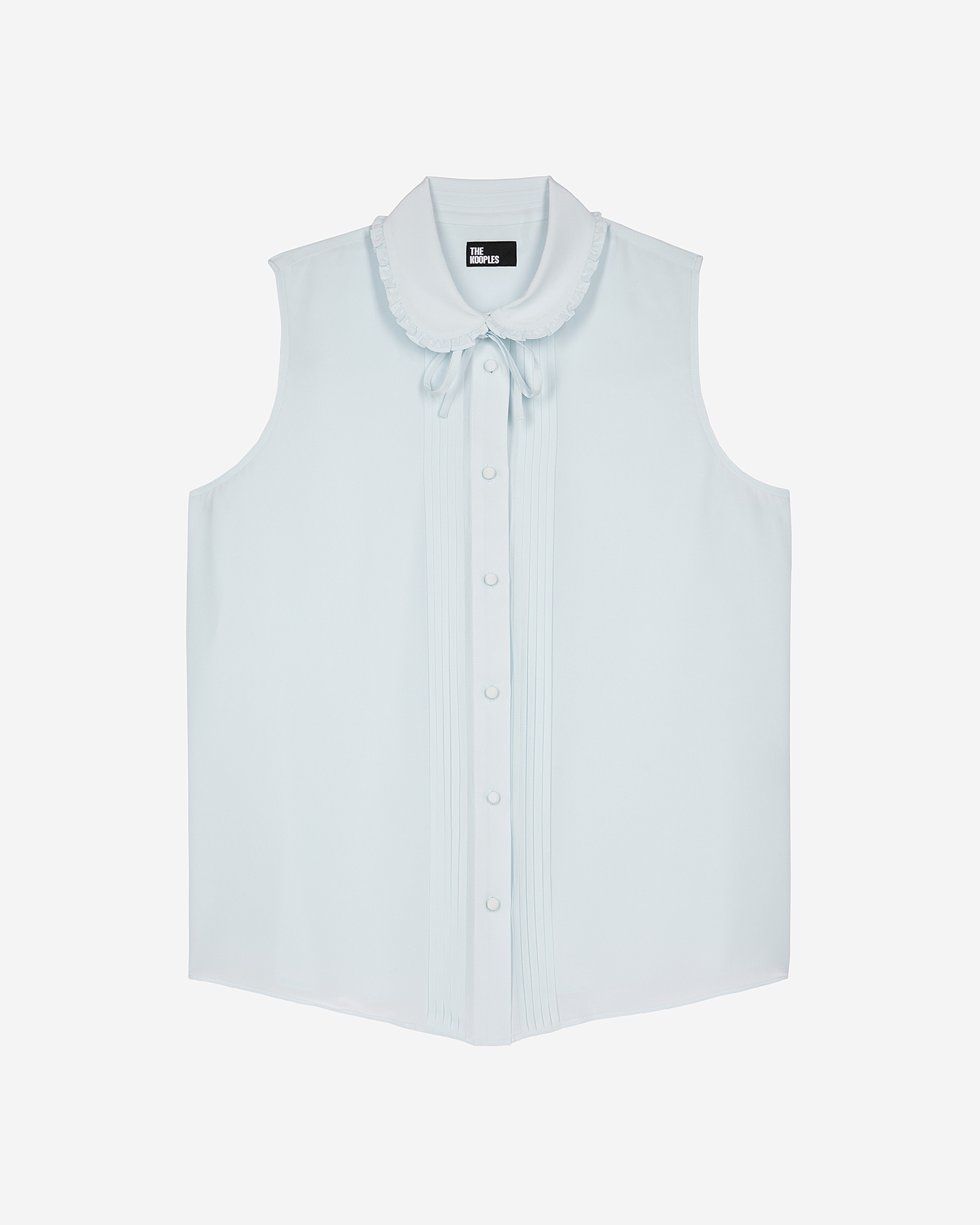 Light blue silk sleeveless shirt