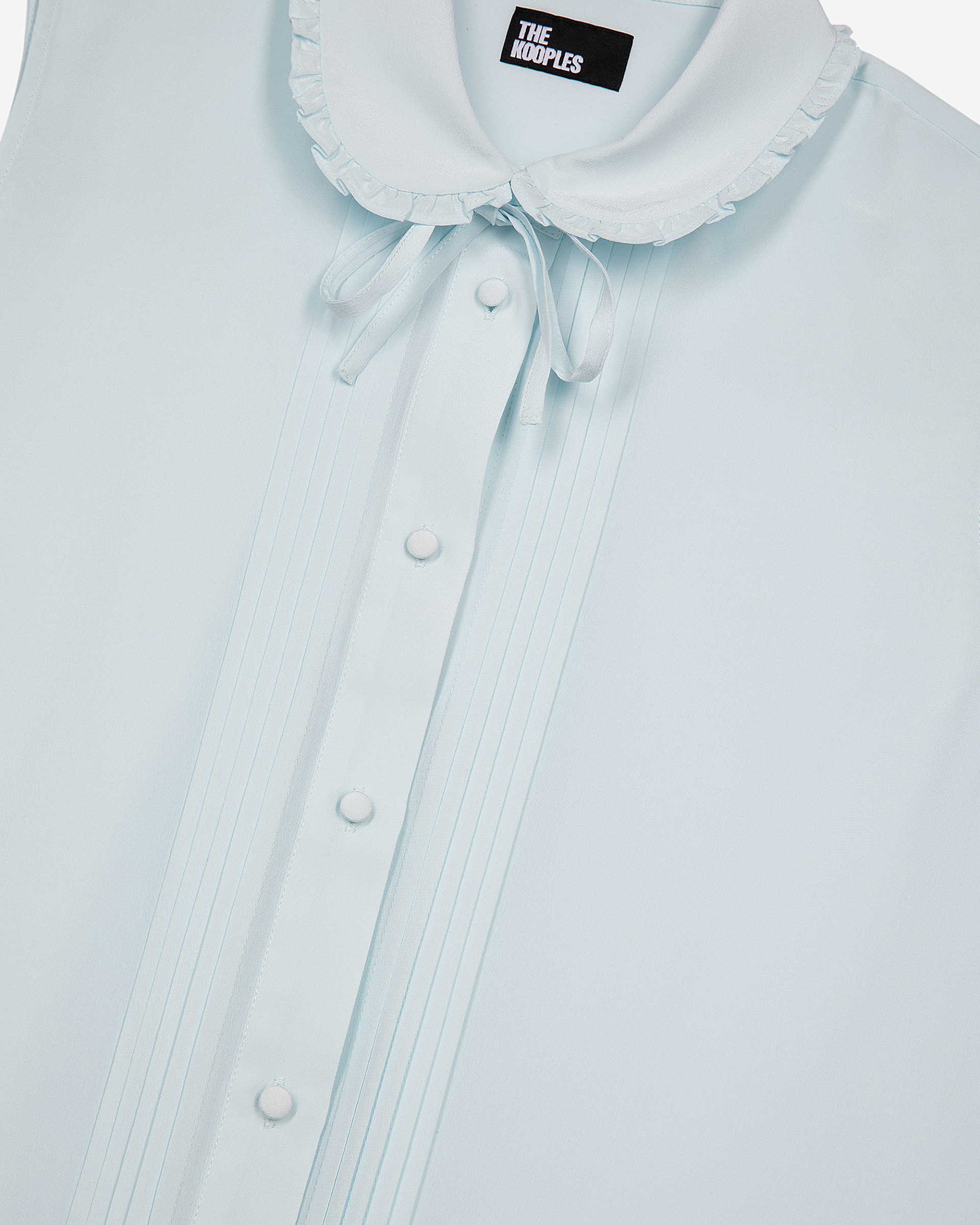 Light blue silk sleeveless shirt