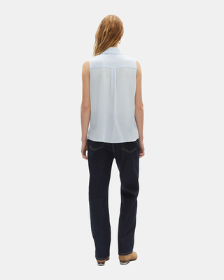 Light blue silk sleeveless shirt