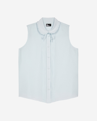 Light blue silk sleeveless shirt