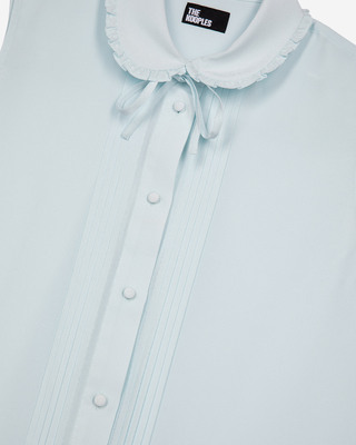 Light blue silk sleeveless shirt