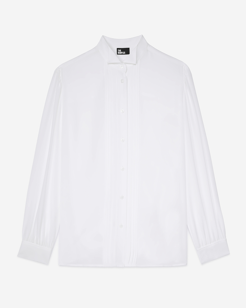 Ecru silk shirt with pleating