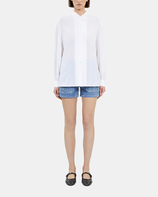 Ecru silk shirt with pleating