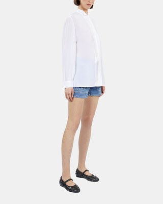 Ecru silk shirt with pleating
