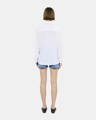 Ecru silk shirt with pleating
