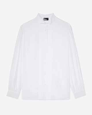 Ecru silk shirt with pleating